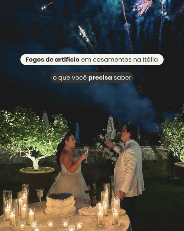 Você sabia que, na Itália, é preciso ter autorizações e licenças específicas para usar fogos de artifício em casamentos? É um espetáculo lindo, mas que depende de regras rígidas para garantir segurança e respeito às normas locais. A boa notícia? Nós cuidamos de tudo pra você, da burocracia ao brilho no céu.

Entre em contato pelo whatsapp (link na bio) e conheça todos os nossos serviços de planejamento para destination weddings na Toscana!